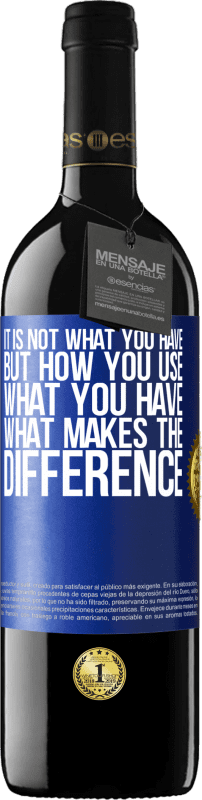 39,95 € | Red Wine RED Edition MBE Reserve It is not what you have, but how you use what you have, what makes the difference Blue Label. Customizable label Reserve 12 Months Harvest 2015 Tempranillo