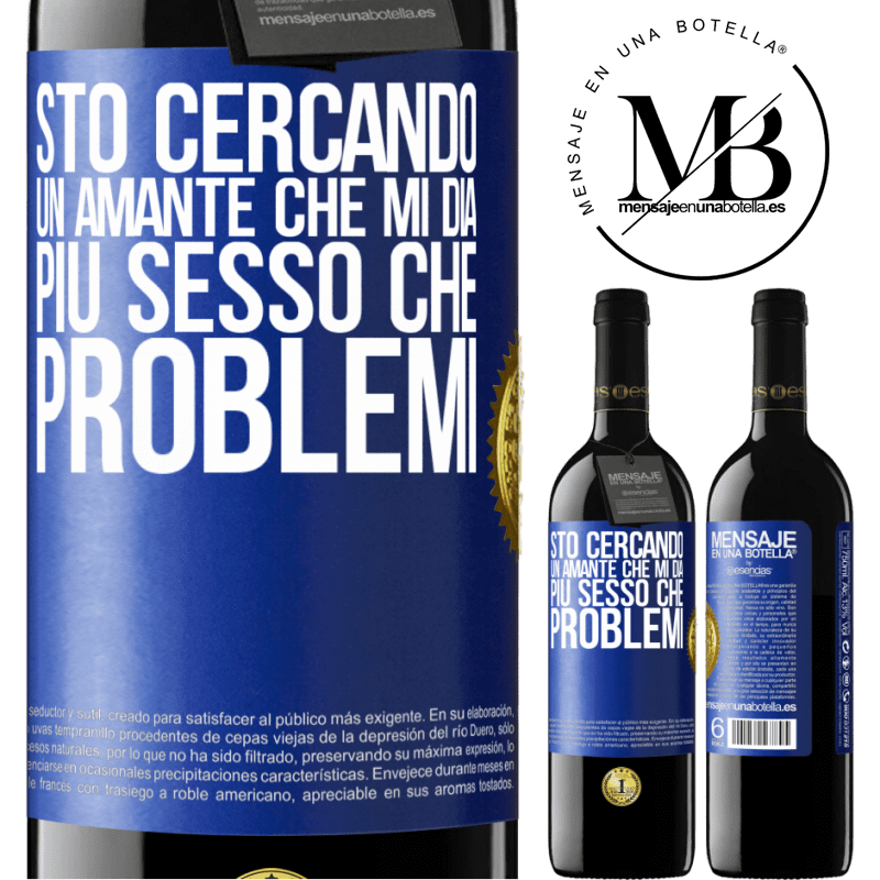 39,95 € Spedizione Gratuita | Vino rosso Edizione RED MBE Riserva Sto cercando un amante che mi dia più sesso che problemi Etichetta Blu. Etichetta personalizzabile Riserva 12 Mesi Raccogliere 2014 Tempranillo