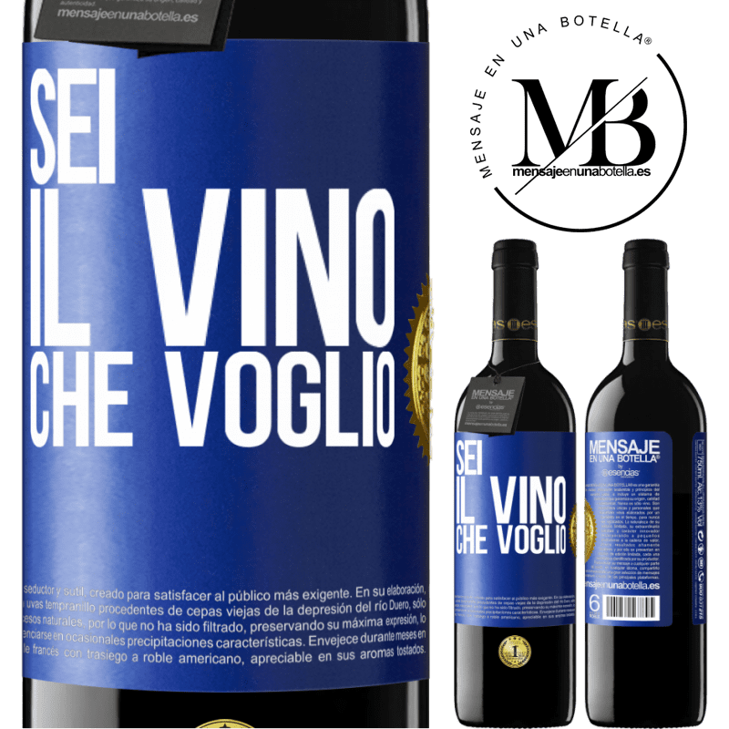 39,95 € Spedizione Gratuita | Vino rosso Edizione RED MBE Riserva Sei il vino che voglio Etichetta Blu. Etichetta personalizzabile Riserva 12 Mesi Raccogliere 2014 Tempranillo