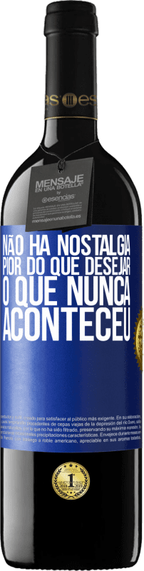 39,95 € | Vinho tinto Edição RED MBE Reserva Não há nostalgia pior do que desejar o que nunca aconteceu Etiqueta Azul. Etiqueta personalizável Reserva 12 Meses Colheita 2016 Tempranillo