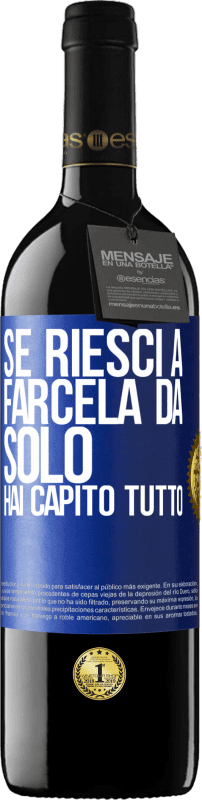 39,95 € | Vino rosso Edizione RED MBE Riserva Se riesci a farcela da solo, hai capito tutto Etichetta Blu. Etichetta personalizzabile Riserva 12 Mesi Raccogliere 2015 Tempranillo