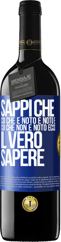 39,95 € | Vino rosso Edizione RED MBE Riserva Sappi che ciò che è noto è noto e ciò che non è noto ecco il vero sapere Etichetta Blu. Etichetta personalizzabile Riserva 12 Mesi Raccogliere 2015 Tempranillo