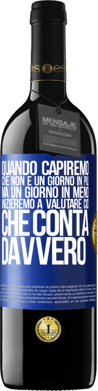 39,95 € | Vino rosso Edizione RED MBE Riserva Quando capiremo che non è un giorno in più, ma un giorno in meno, inizieremo a valutare ciò che conta davvero Etichetta Blu. Etichetta personalizzabile Riserva 12 Mesi Raccogliere 2015 Tempranillo