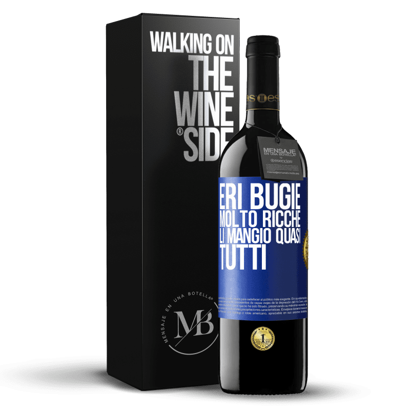 39,95 € Spedizione Gratuita | Vino rosso Edizione RED MBE Riserva Eri bugie molto ricche. Li mangio quasi tutti Etichetta Blu. Etichetta personalizzabile Riserva 12 Mesi Raccogliere 2015 Tempranillo