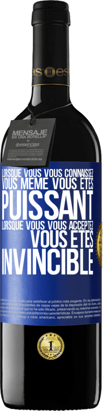 39,95 € | Vin rouge Édition RED MBE Réserve Lorsque vous vous connaissez vous même vous êtes puissant. Lorsque vous vous acceptez vous êtes invincible Étiquette Bleue. Étiquette personnalisable Réserve 12 Mois Récolte 2015 Tempranillo