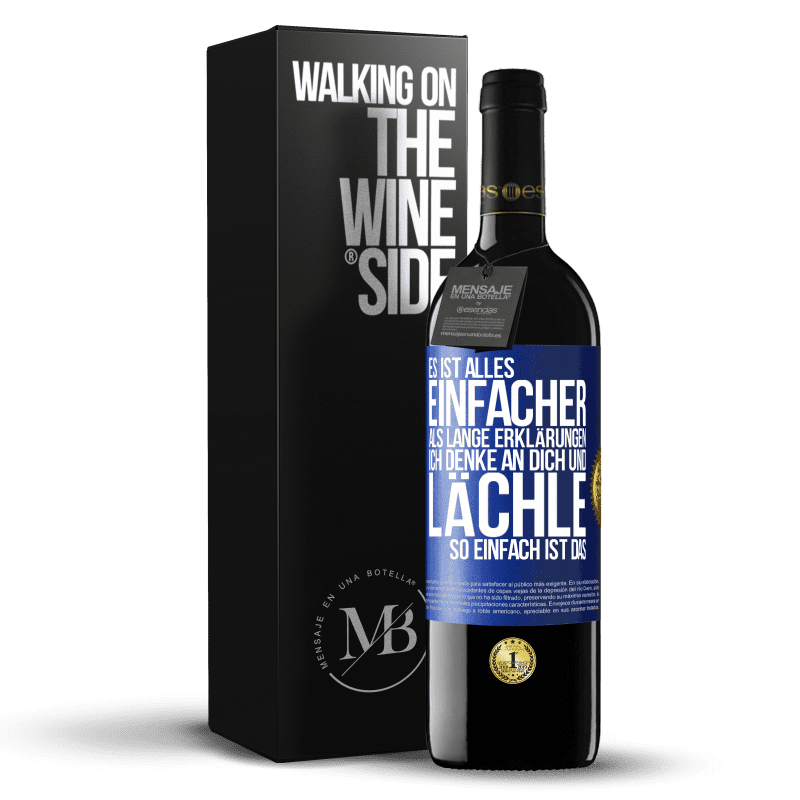 39,95 € Kostenloser Versand | Rotwein RED Ausgabe MBE Reserve Es ist alles einfacher als lange Erklärungen. Ich denke an dich und lächle. So einfach ist das Blaue Markierung. Anpassbares Etikett Reserve 12 Monate Ernte 2016 Tempranillo