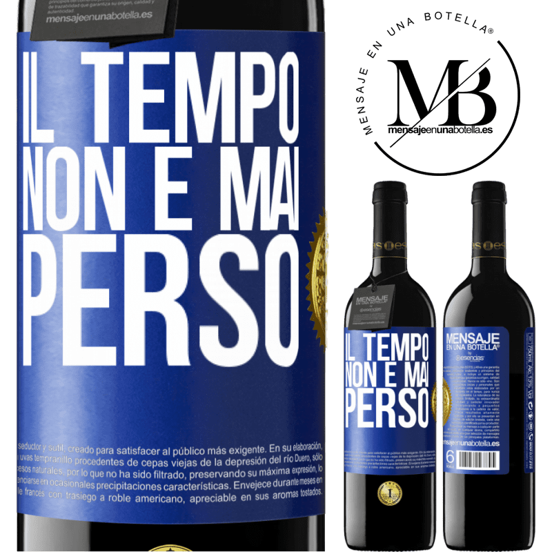 39,95 € Spedizione Gratuita | Vino rosso Edizione RED MBE Riserva Il tempo non è mai perso Etichetta Blu. Etichetta personalizzabile Riserva 12 Mesi Raccogliere 2014 Tempranillo