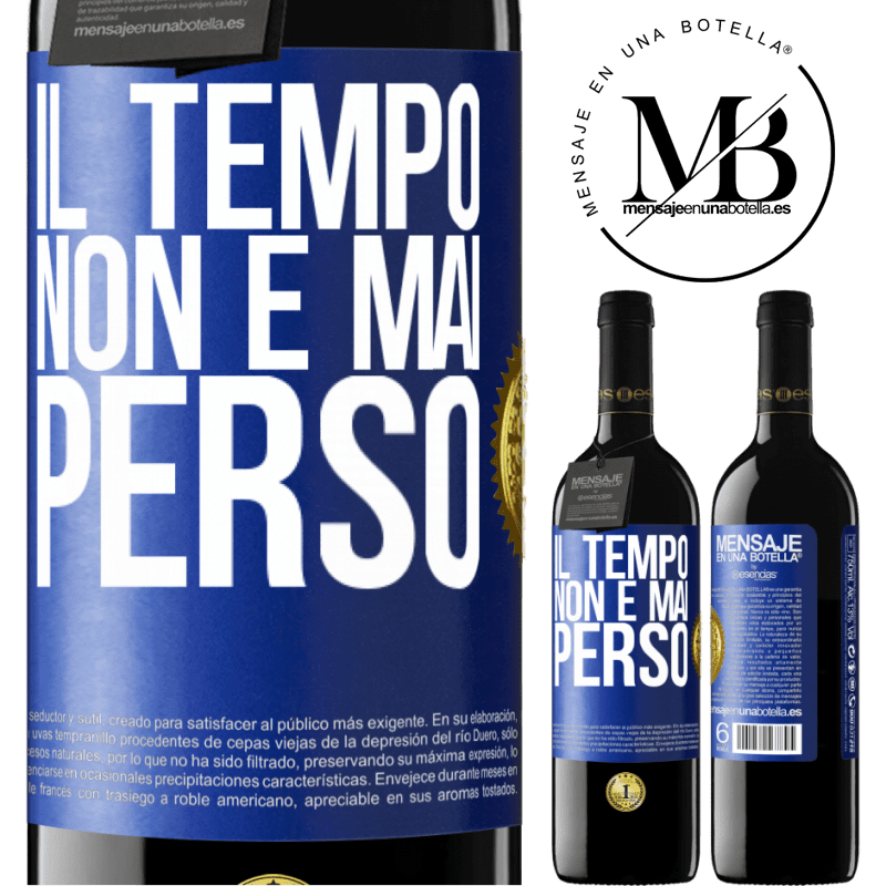 39,95 € Spedizione Gratuita | Vino rosso Edizione RED MBE Riserva Il tempo non è mai perso Etichetta Blu. Etichetta personalizzabile Riserva 12 Mesi Raccogliere 2016 Tempranillo