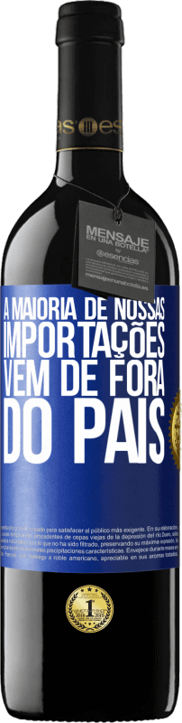 39,95 € | Vinho tinto Edição RED MBE Reserva A maioria de nossas importações vem de fora do país Etiqueta Azul. Etiqueta personalizável Reserva 12 Meses Colheita 2015 Tempranillo