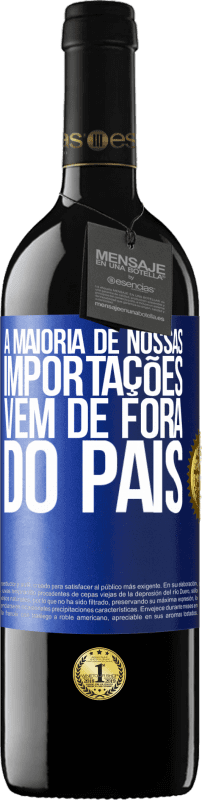 39,95 € | Vinho tinto Edição RED MBE Reserva A maioria de nossas importações vem de fora do país Etiqueta Azul. Etiqueta personalizável Reserva 12 Meses Colheita 2016 Tempranillo