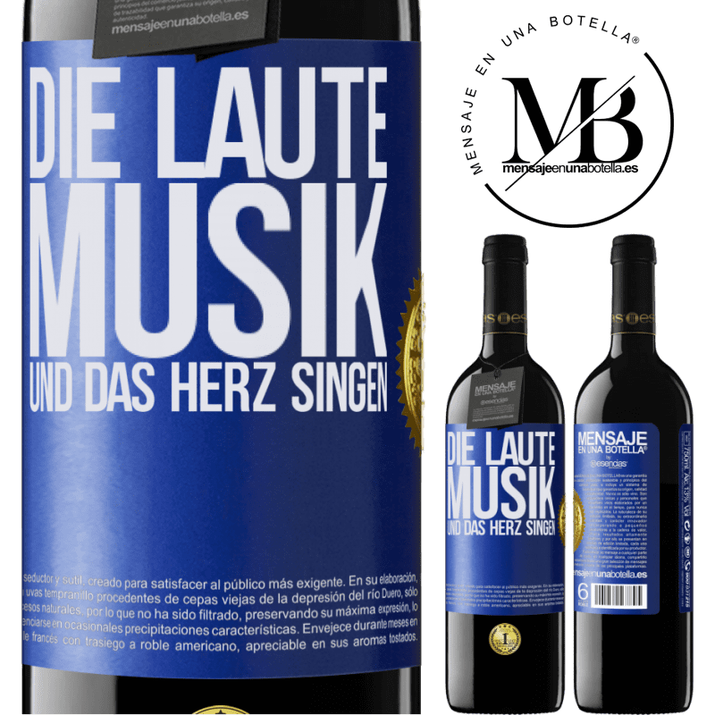 39,95 € Kostenloser Versand | Rotwein RED Ausgabe MBE Reserve Musik laut und Herz singend Blaue Markierung. Anpassbares Etikett Reserve 12 Monate Ernte 2014 Tempranillo