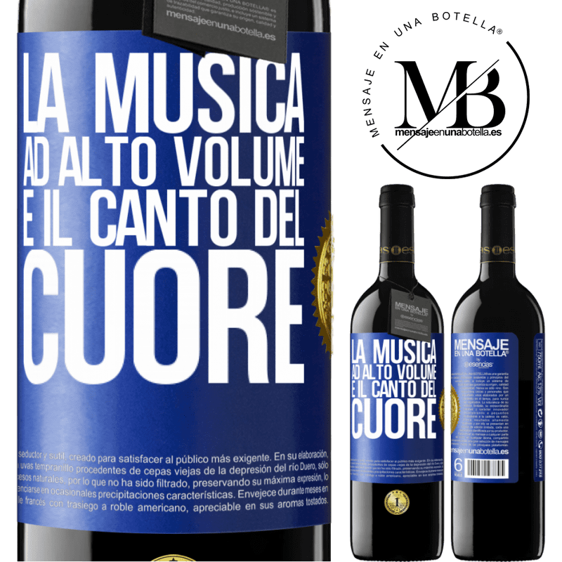 39,95 € Spedizione Gratuita | Vino rosso Edizione RED MBE Riserva La musica ad alto volume e il canto del cuore Etichetta Blu. Etichetta personalizzabile Riserva 12 Mesi Raccogliere 2014 Tempranillo