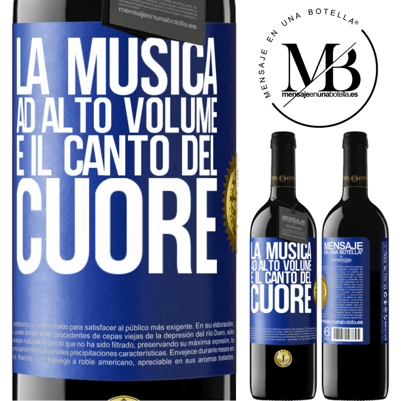 39,95 € Spedizione Gratuita | Vino rosso Edizione RED MBE Riserva La musica ad alto volume e il canto del cuore Etichetta Blu. Etichetta personalizzabile Riserva 12 Mesi Raccogliere 2016 Tempranillo