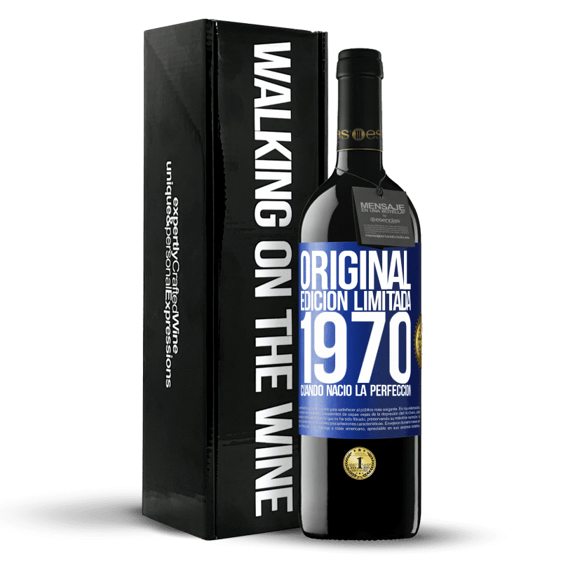 39,95 € Envío gratis | Vino Tinto Edición RED MBE Reserva Original. Edición Limitada. 1970. Cuando nació la perfección Etiqueta Azul. Etiqueta personalizable Reserva 12 Meses Cosecha 2014 Tempranillo