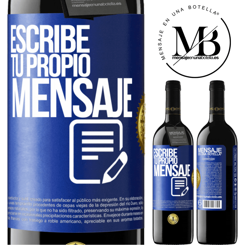 39,95 € Envío gratis | Vino Tinto Edición RED MBE Reserva Escribe tu propio mensaje Etiqueta Azul. Etiqueta personalizable Reserva 12 Meses Cosecha 2015 Tempranillo