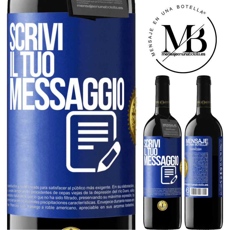 39,95 € Spedizione Gratuita | Vino rosso Edizione RED MBE Riserva Scrivi il tuo messaggio Etichetta Blu. Etichetta personalizzabile Riserva 12 Mesi Raccogliere 2015 Tempranillo