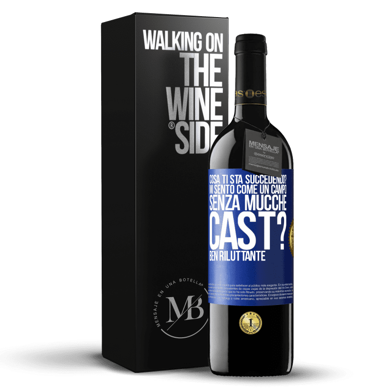 39,95 € Spedizione Gratuita | Vino rosso Edizione RED MBE Riserva Cosa ti sta succedendo? Mi sento come un campo senza mucche. Cast? Ben riluttante Etichetta Blu. Etichetta personalizzabile Riserva 12 Mesi Raccogliere 2014 Tempranillo