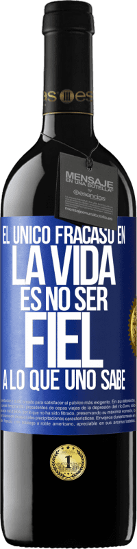 39,95 € | Vino Tinto Edición RED MBE Reserva El único fracaso en la vida es no ser fiel a lo que uno sabe Etiqueta Azul. Etiqueta personalizable Reserva 12 Meses Cosecha 2015 Tempranillo