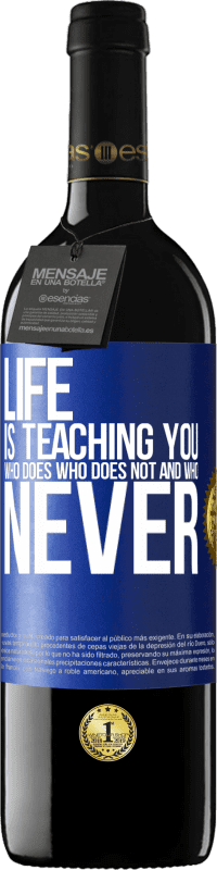 39,95 € Free Shipping | Red Wine RED Edition MBE Reserve Life is teaching you who does, who does not and who never Blue Label. Customizable label Reserve 12 Months Harvest 2014 Tempranillo