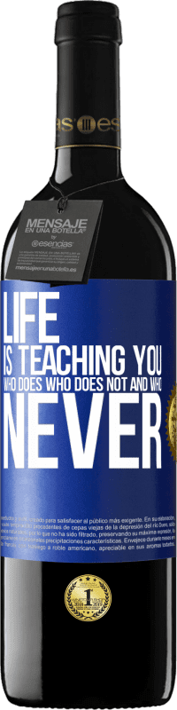 39,95 € Free Shipping | Red Wine RED Edition MBE Reserve Life is teaching you who does, who does not and who never Blue Label. Customizable label Reserve 12 Months Harvest 2016 Tempranillo