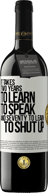 39,95 € | Red Wine RED Edition MBE Reserve It takes two years to learn to speak, and seventy to learn to shut up White Label. Customizable label Reserve 12 Months Harvest 2014 Tempranillo