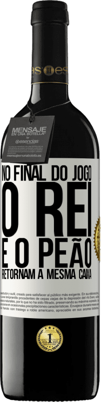 39,95 € | Vinho tinto Edição RED MBE Reserva No final do jogo, o rei e o peão retornam à mesma caixa Etiqueta Branca. Etiqueta personalizável Reserva 12 Meses Colheita 2014 Tempranillo