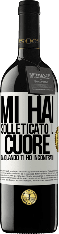 39,95 € Spedizione Gratuita | Vino rosso Edizione RED MBE Riserva Mi hai solleticato il cuore da quando ti ho incontrato Etichetta Bianca. Etichetta personalizzabile Riserva 12 Mesi Raccogliere 2016 Tempranillo