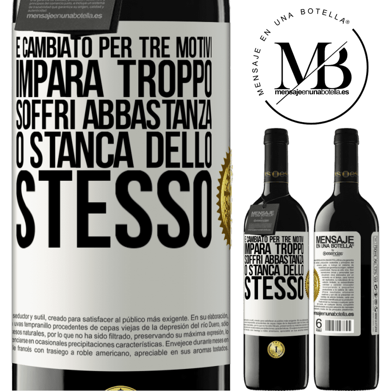 39,95 € Spedizione Gratuita | Vino rosso Edizione RED MBE Riserva È cambiato per tre motivi. Impara troppo, soffri abbastanza o stanca dello stesso Etichetta Bianca. Etichetta personalizzabile Riserva 12 Mesi Raccogliere 2016 Tempranillo