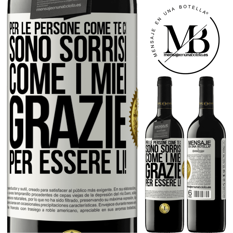 39,95 € Spedizione Gratuita | Vino rosso Edizione RED MBE Riserva Per le persone come te ci sono sorrisi come i miei. Grazie per essere lì! Etichetta Bianca. Etichetta personalizzabile Riserva 12 Mesi Raccogliere 2014 Tempranillo