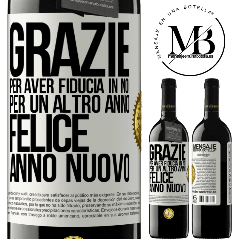 39,95 € Spedizione Gratuita | Vino rosso Edizione RED MBE Riserva Grazie per aver fiducia in noi per un altro anno. Felice anno nuovo Etichetta Bianca. Etichetta personalizzabile Riserva 12 Mesi Raccogliere 2014 Tempranillo