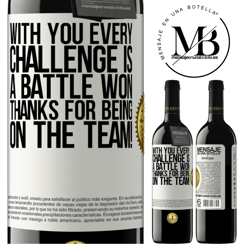 39,95 € Free Shipping | Red Wine RED Edition MBE Reserve With you every challenge is a battle won. Thanks for being on the team! White Label. Customizable label Reserve 12 Months Harvest 2015 Tempranillo