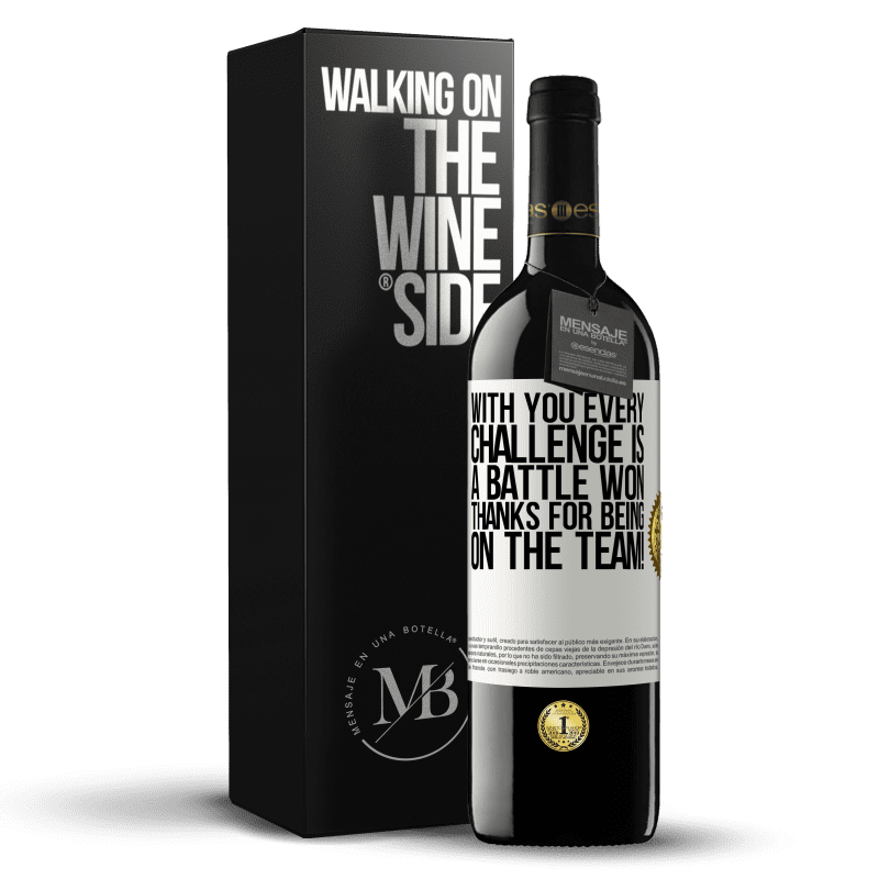 39,95 € Free Shipping | Red Wine RED Edition MBE Reserve With you every challenge is a battle won. Thanks for being on the team! White Label. Customizable label Reserve 12 Months Harvest 2015 Tempranillo