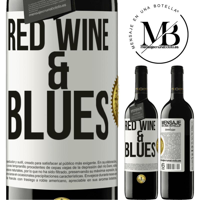 24,95 € Envoi gratuit | Vin rouge Édition RED Crianza 6 Mois Red wine & Blues Étiquette Blanche. Étiquette personnalisable Vieillissement en fûts de chêne 6 Mois Récolte 2019 Tempranillo