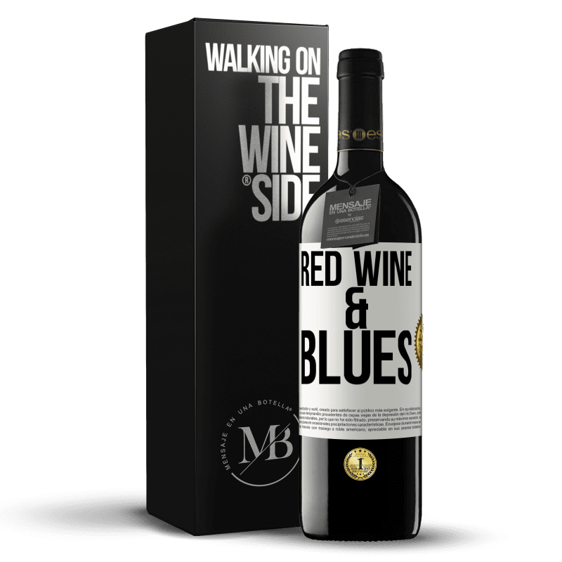 39,95 € Spedizione Gratuita | Vino rosso Edizione RED MBE Riserva Red wine & Blues Etichetta Bianca. Etichetta personalizzabile Riserva 12 Mesi Raccogliere 2015 Tempranillo