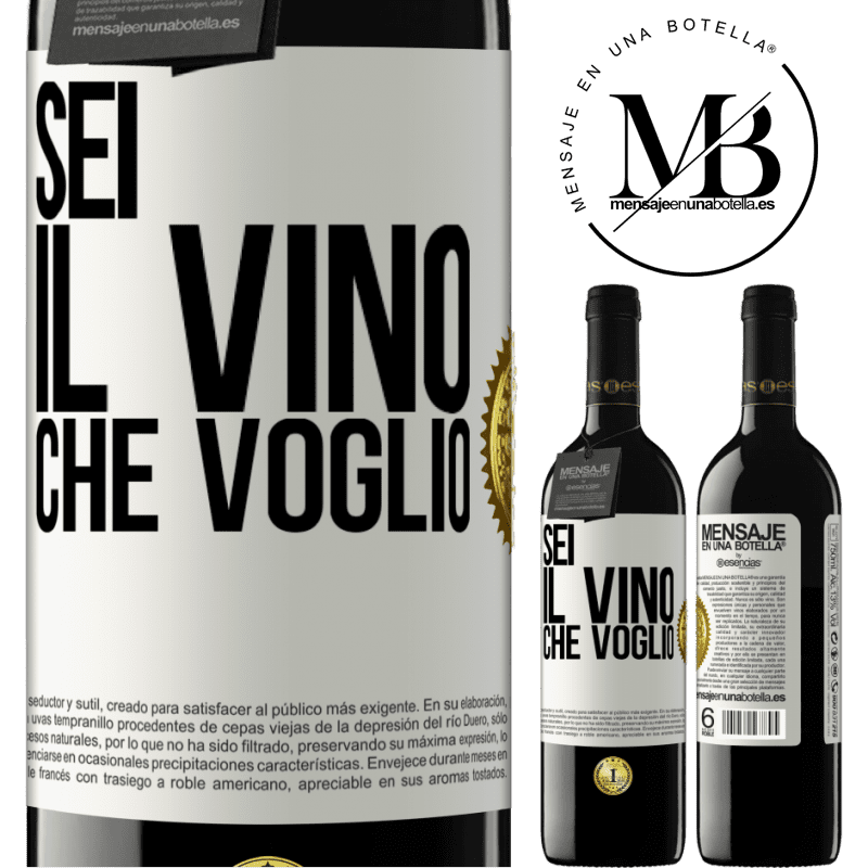 39,95 € Spedizione Gratuita | Vino rosso Edizione RED MBE Riserva Sei il vino che voglio Etichetta Bianca. Etichetta personalizzabile Riserva 12 Mesi Raccogliere 2014 Tempranillo