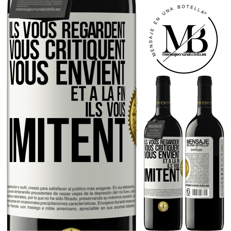 39,95 € Envoi gratuit | Vin rouge Édition RED MBE Réserve Ils vous regardent, vous critiquent vous envient... et à la fin ils vous imitent Étiquette Blanche. Étiquette personnalisable Réserve 12 Mois Récolte 2015 Tempranillo