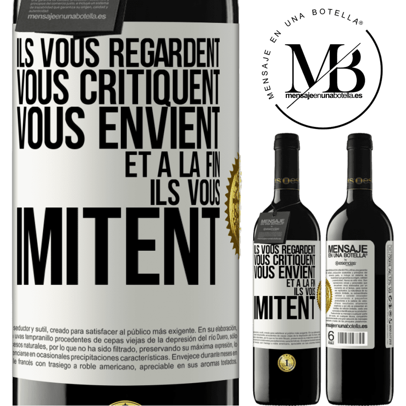 39,95 € Envoi gratuit | Vin rouge Édition RED MBE Réserve Ils vous regardent, vous critiquent vous envient... et à la fin ils vous imitent Étiquette Blanche. Étiquette personnalisable Réserve 12 Mois Récolte 2016 Tempranillo