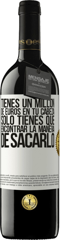 39,95 € | Vino Tinto Edición RED MBE Reserva Tienes un millón de euros en tu cabeza. Sólo tienes que encontrar la manera de sacarlo Etiqueta Blanca. Etiqueta personalizable Reserva 12 Meses Cosecha 2015 Tempranillo