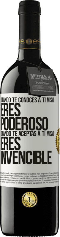 Envío gratis | Vino Tinto Edición RED MBE Reserva Cuando te conoces a ti mismo, eres poderoso. Cuando te aceptas a ti mismo, eres invencible Etiqueta Blanca. Etiqueta personalizable Reserva 12 Meses Cosecha 2014 Tempranillo