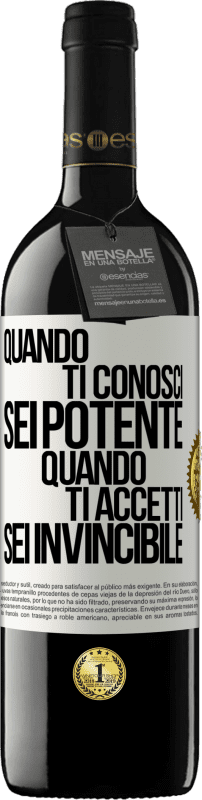 Spedizione Gratuita | Vino rosso Edizione RED MBE Riserva Quando ti conosci, sei potente. Quando ti accetti, sei invincibile Etichetta Bianca. Etichetta personalizzabile Riserva 12 Mesi Raccogliere 2014 Tempranillo