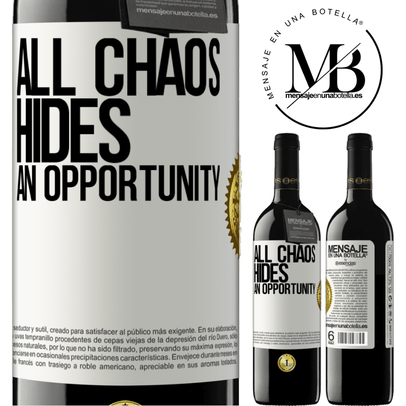24,95 € Free Shipping | Red Wine RED Edition Crianza 6 Months All chaos hides an opportunity White Label. Customizable label Aging in oak barrels 6 Months Harvest 2019 Tempranillo