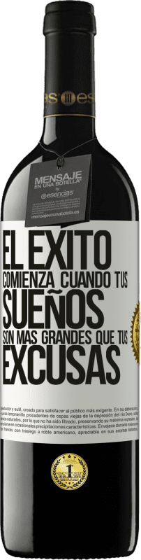 39,95 € Envío gratis | Vino Tinto Edición RED MBE Reserva El éxito comienza cuando tus sueños son más grandes que tus excusas Etiqueta Blanca. Etiqueta personalizable Reserva 12 Meses Cosecha 2016 Tempranillo