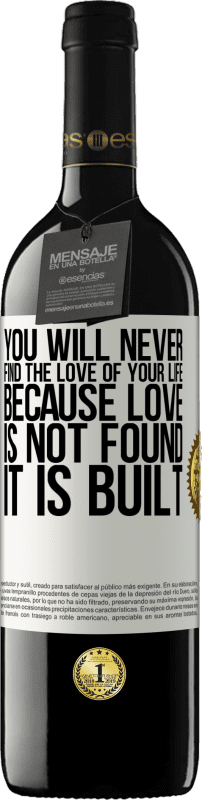 «You will never find the love of your life. Because love is not found, it is built» RED Edition MBE Reserve
