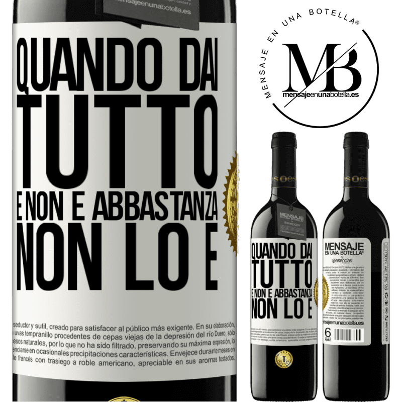 39,95 € Spedizione Gratuita | Vino rosso Edizione RED MBE Riserva Quando dai tutto e non è abbastanza, non lo è Etichetta Bianca. Etichetta personalizzabile Riserva 12 Mesi Raccogliere 2014 Tempranillo