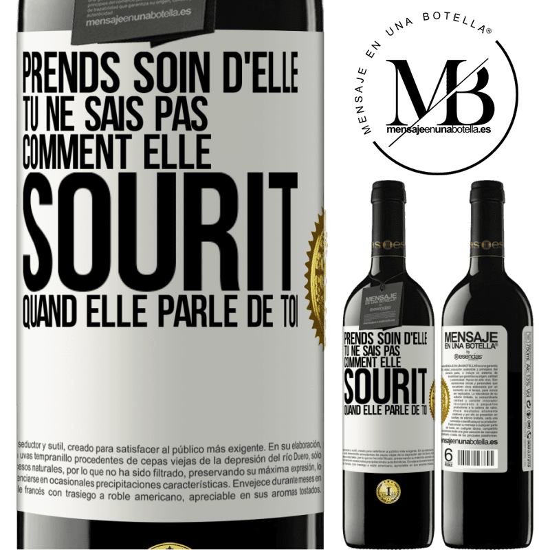 39,95 € Envoi gratuit | Vin rouge Édition RED MBE Réserve Prends soin d'elle. Tu ne sais pas comment elle sourit quand elle parle de toi Étiquette Blanche. Étiquette personnalisable Réserve 12 Mois Récolte 2015 Tempranillo
