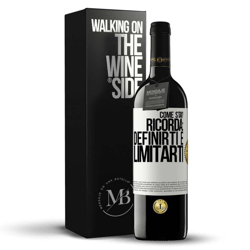 39,95 € Spedizione Gratuita | Vino rosso Edizione RED MBE Riserva come stai? Ricorda: definirti è limitarti Etichetta Bianca. Etichetta personalizzabile Riserva 12 Mesi Raccogliere 2015 Tempranillo