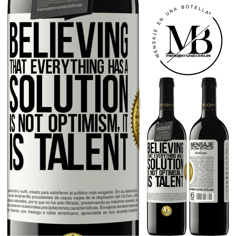 24,95 € Free Shipping | Red Wine RED Edition Crianza 6 Months Believing that everything has a solution is not optimism. Is slow White Label. Customizable label Aging in oak barrels 6 Months Harvest 2019 Tempranillo
