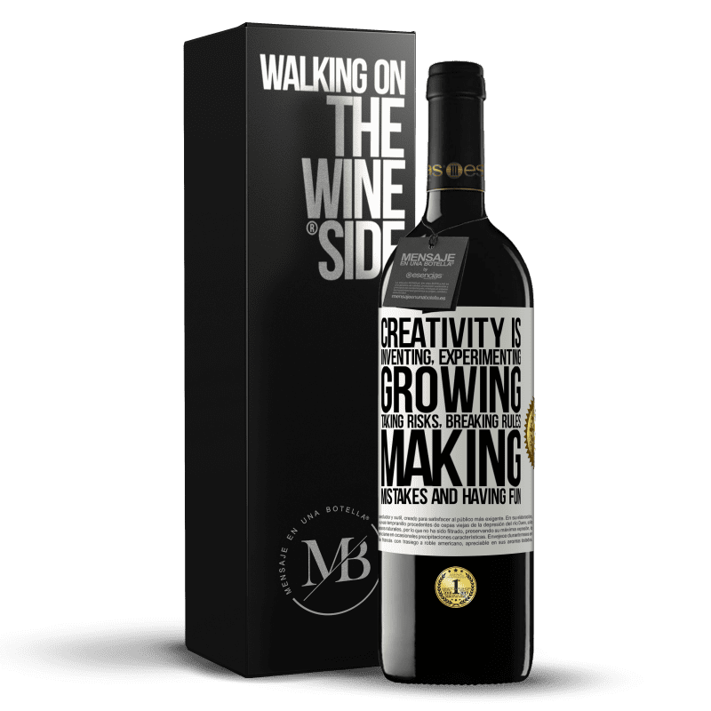 39,95 € Free Shipping | Red Wine RED Edition MBE Reserve Creativity is inventing, experimenting, growing, taking risks, breaking rules, making mistakes, and having fun White Label. Customizable label Reserve 12 Months Harvest 2015 Tempranillo