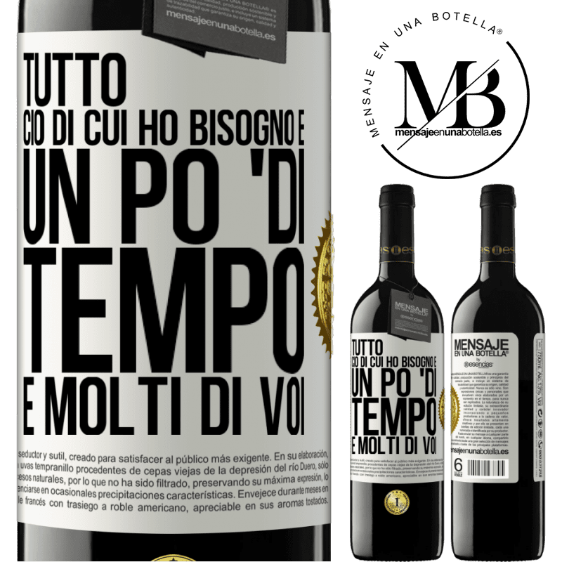 39,95 € Spedizione Gratuita | Vino rosso Edizione RED MBE Riserva Tutto ciò di cui ho bisogno è un po 'di tempo e molti di voi Etichetta Bianca. Etichetta personalizzabile Riserva 12 Mesi Raccogliere 2014 Tempranillo