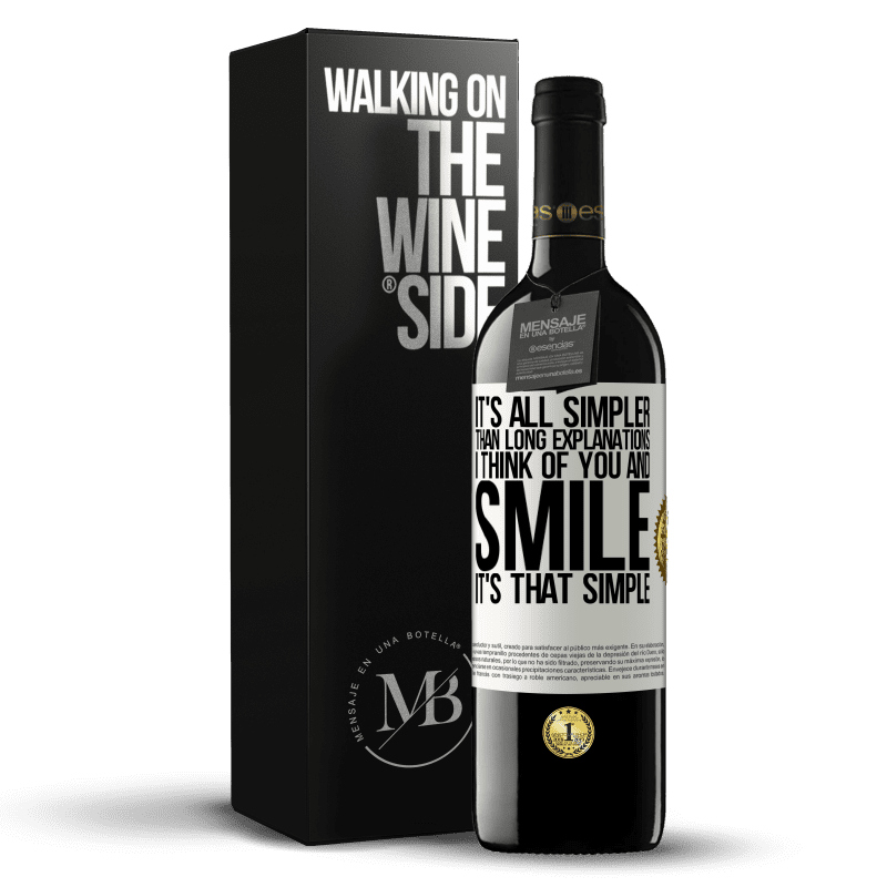 39,95 € Free Shipping | Red Wine RED Edition MBE Reserve It's all simpler than long explanations. I think of you and smile. It's that simple White Label. Customizable label Reserve 12 Months Harvest 2014 Tempranillo